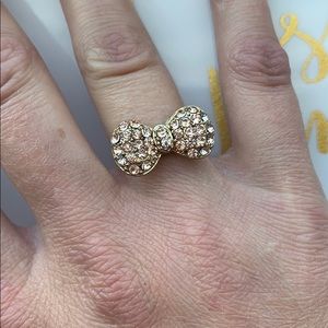 Gold Crystal Bow Ring